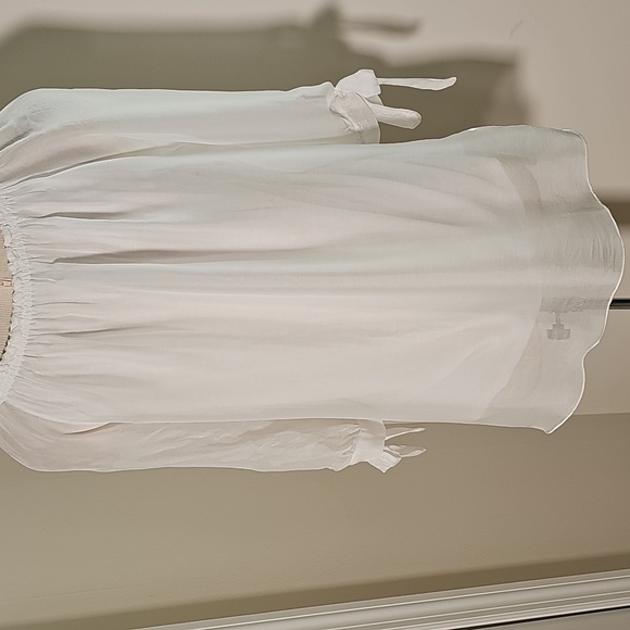 Rosrmarine White Embroidered Blouse 3/4 Sleeves. Italy sz Lg Silk Blend - Picture 6 of 8